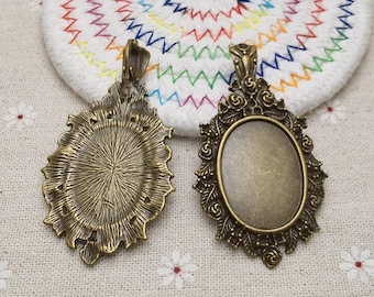 アクセサリー KAME 3/10 Pcs 30x22 MM Oval Match Metal Cameo Cabochon Base
