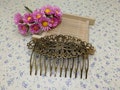 6/20/50 pieces 12 teeth metal floral flower hair comb headband , antique bronze color hair head band barrette clip jewelry accessory XH0032