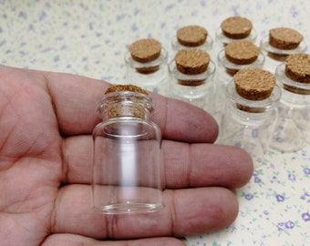 10/50 piezas botella de vidrio transparente de 30x22 mm con corcho, 5 ml de retención de líquido frasco de vidrio transparente vial botella de deseo de fiesta de boda comida segura XB0060