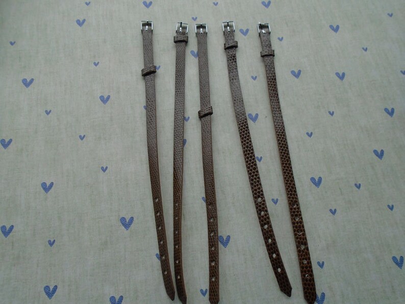 20pcs brown color 8 inches length 8mm width flat faux snake leather bracelet SJ1035