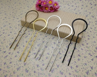 Horquilla de metal en forma de U para el cabello, pinza para la cabeza, accesorio para boda, joyería hecha a mano, XH0050