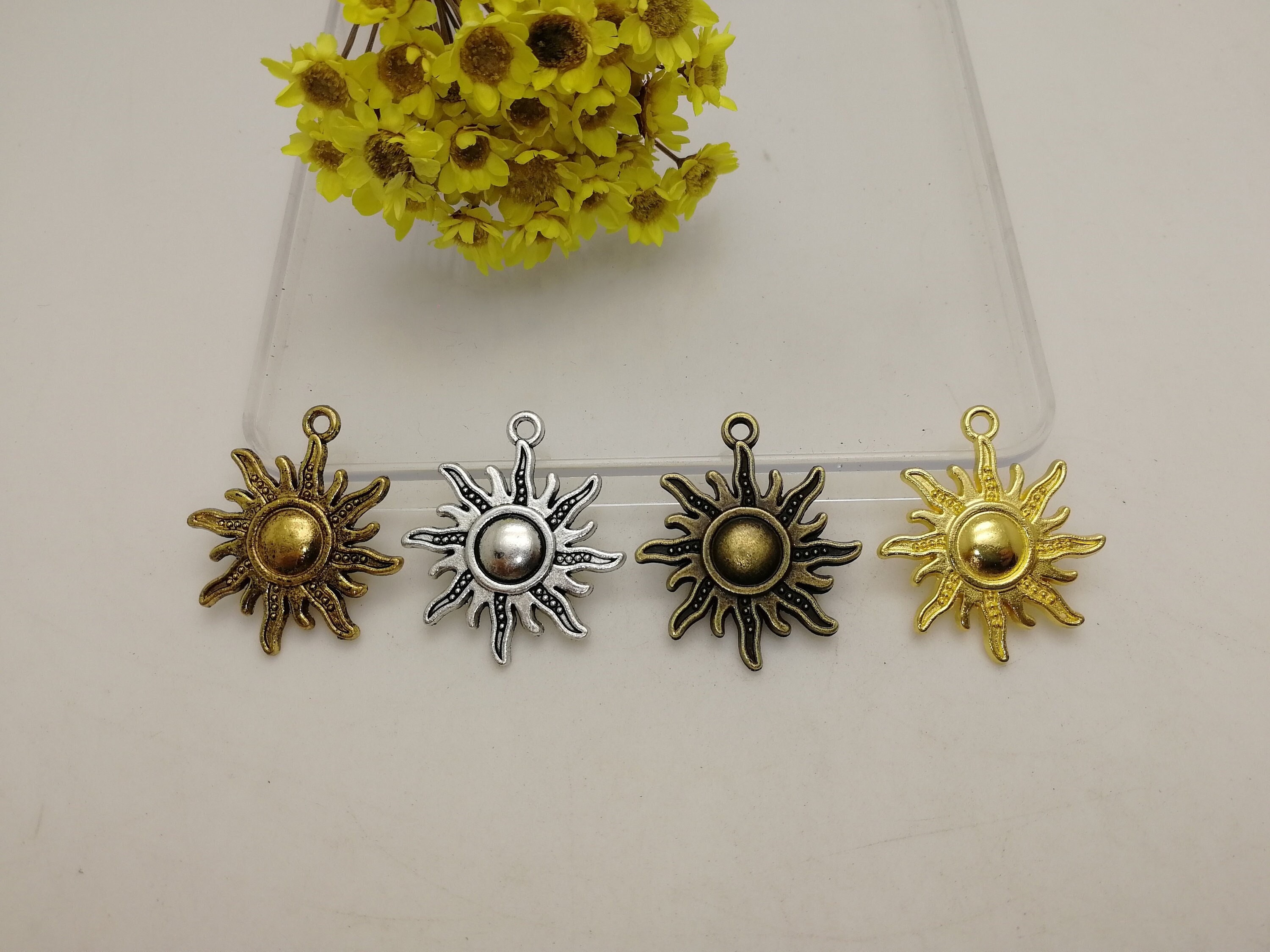 6/20 Pieces Metal Sun Flower Floral Pendant Necklace Earring