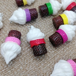 6/20 Stück Kunststoff Eistüte Anhänger Charme, Harz handgefertigt Schmuck machen DIY finden Halskette Ohrring Dekoration Zubehör, EXP0198