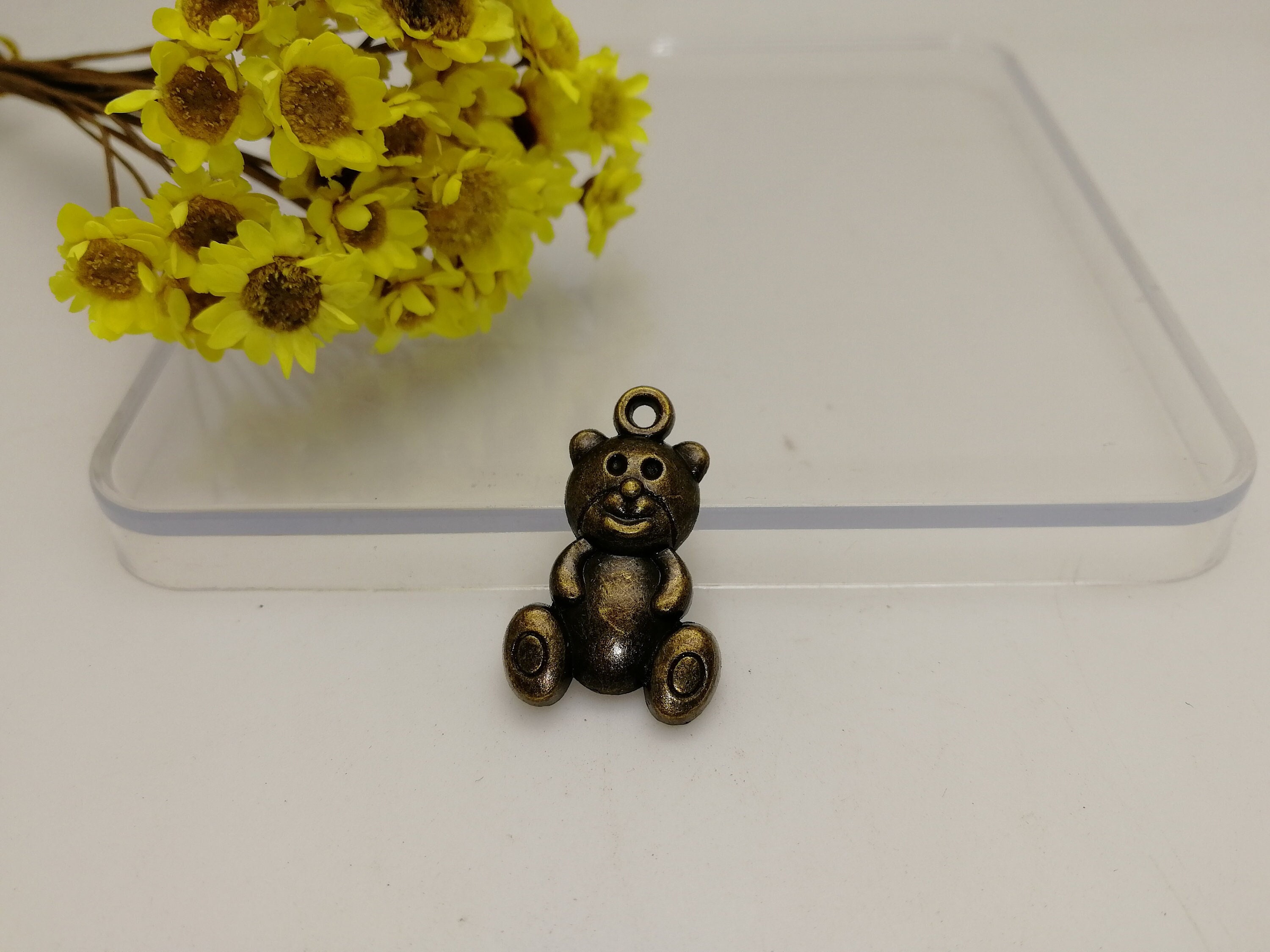 6/20 Pieces Metal Bear Pendant Necklace Earring Keychain
