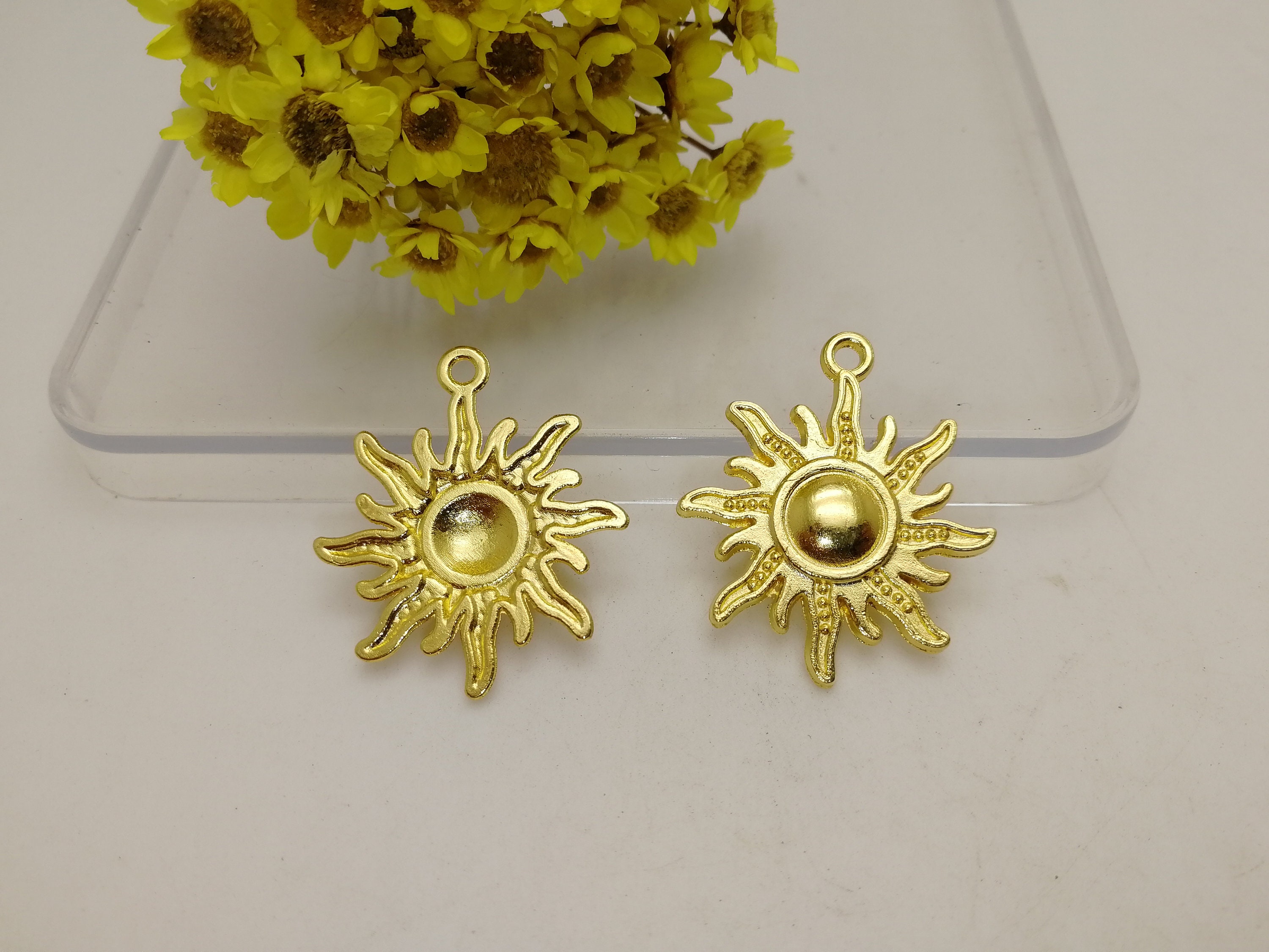♡sun♡ 20/100 Pieces Metal Sun Flower Floral Pendant Necklace