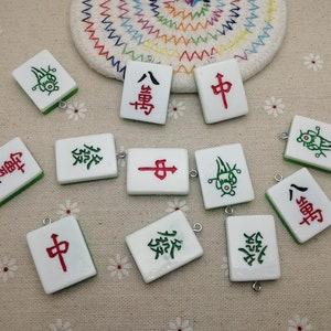 6/20 pieces plastic mahjong pendant charm , resin handmade craft jewelry making DIY finding necklace earring decoration accessory , XP0243