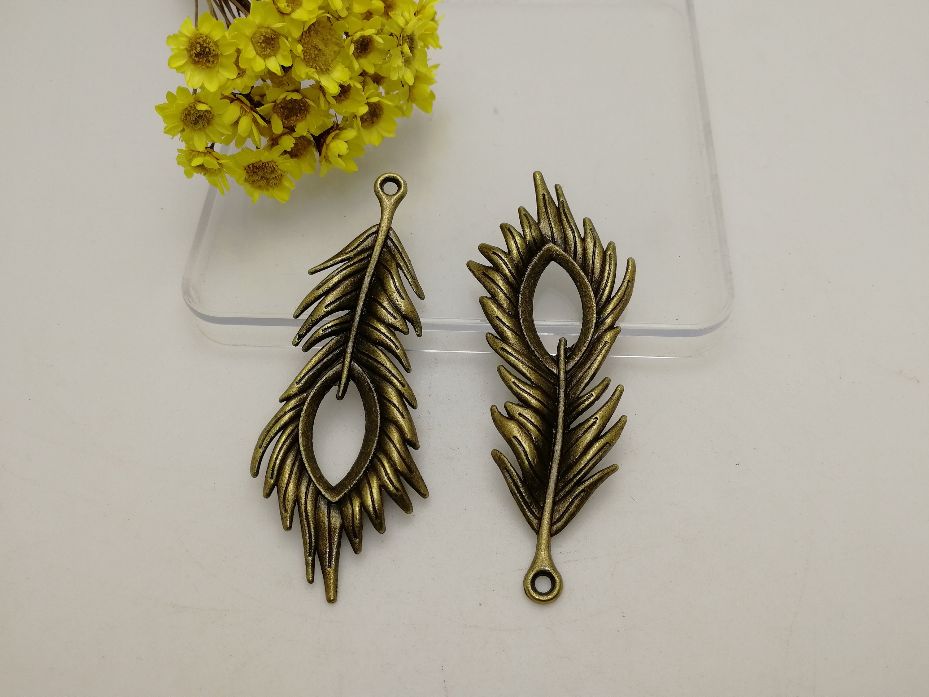 6/20 Pieces Metal Peacock Phoenix Feather Pendant Necklace
