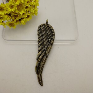 6/20 Pieces Metal wing feather Pendant Necklace Earring Keychain Charm Handmade Craft Jewelry DIY Finding Antique Bronze Silver Color XM0255