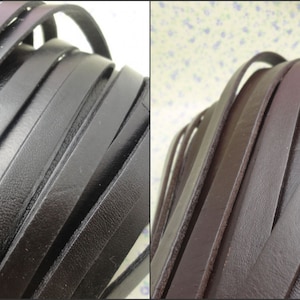 8 mm width flat genuine real leather lacing cord , handmade jewelry making cowhide string thread bracelet bag rope black brown color XN0033
