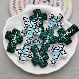 Silicone Bead Jesus Cross Focal Bead for Pen Bracelet Necklace Keychain Lanyard , Silicone Bead in Bulk Wholesale DIY Charm Finding XS0058
