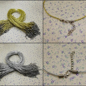 waxed cotton necklace string cord with lobster clasp , 17-19 inches length 1.5 mm width gold silver color handmade jewelry finding , XN0040