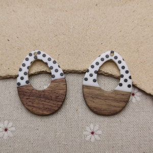 2/10/50 piezas Componentes de pendientes de madera y resina Boho Charm, Lágrima de plástico Forma de lágrima Pendiente colgante Gota DIY Encontrar colgante XW8015