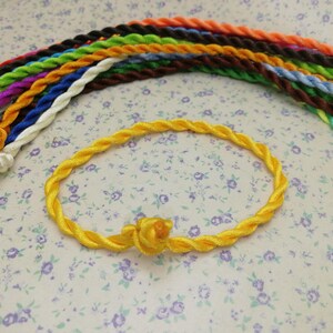 handmade twist silk satin cord bracelet with loop knot , 7-8 inches length 3 mm diameter , black red multicolor mix color option , XN0011