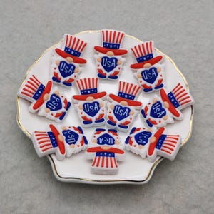 Silikonpärla Amerikansk självständighetsdag Gnome Dvärg Fokalpärla för Pennarmband Halsband Nyckelring Snodd, Silikon DIY Berlock Hitta XS0952