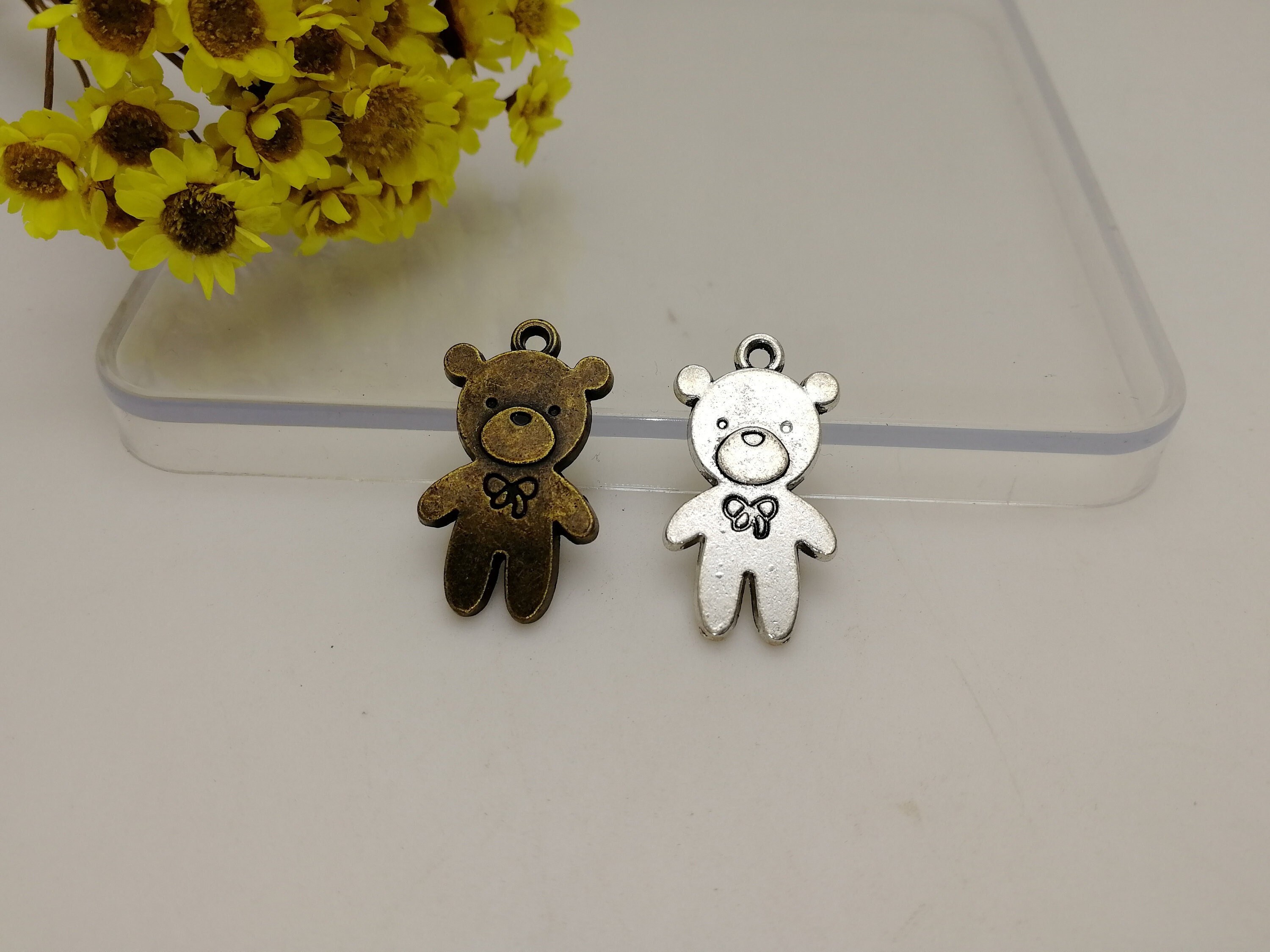 キーホルダー・キーリング [MASONPRINCE] Commemorative Bear Pendant 6/20 Pieces Metal Bear Pendant Necklace Earring Keychain