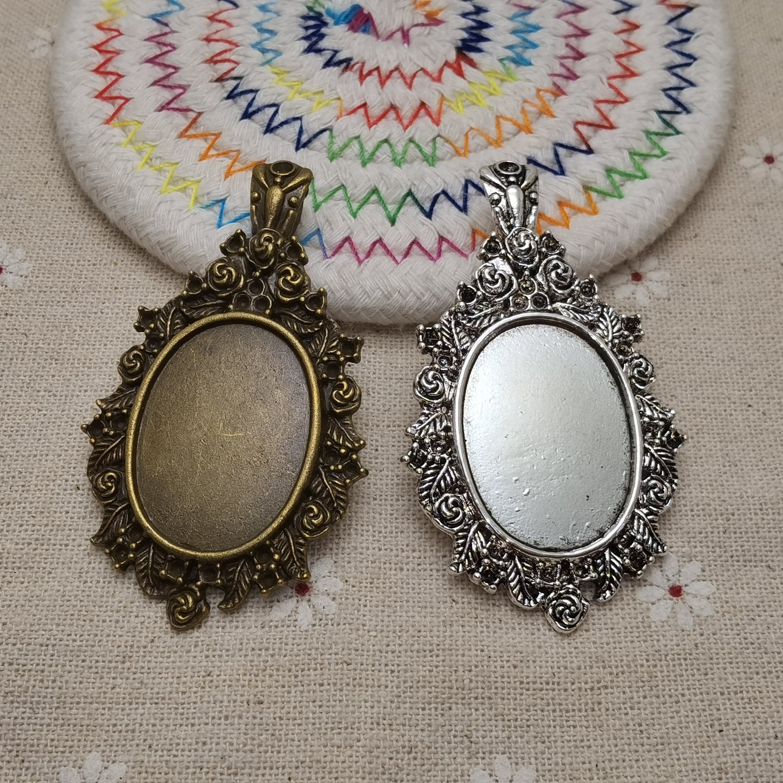 3/10 Pcs 30x22 MM Oval Match Metal Cameo Cabochon Base