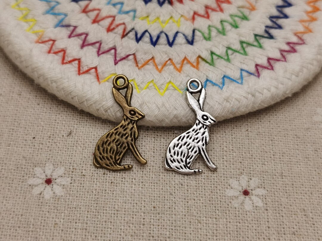 30/100 Pieces Metal Rabbit Bunny Hare Pendant Necklace Earring Keychain ...