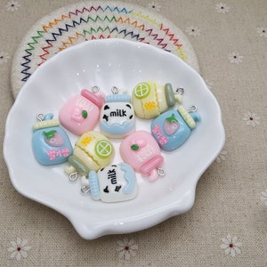 6/20 pieces plastic milk tea coffee cup bottle pendant charm , resin handmade jewelry finding necklace earring decoration accessory , XP0012