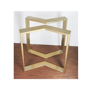 Gold Metal Table Legs – Set of 2 Bench Legs | Modern Dining Table Base  | Handmade Steel Furniture Legs for Desk or Table | EU Made