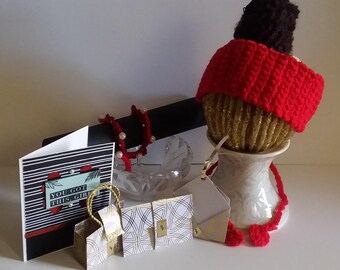 Coffret cadeau rouge « You got this » : carte, sac à main, bandeau et bracelet