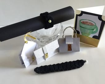 Jeu de cartes fait main, petit sac à main, porte-sachet de thé, bracelets au crochet