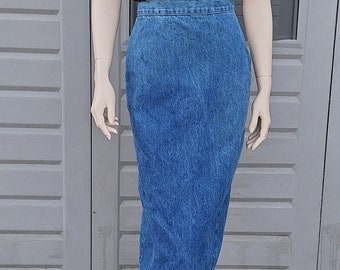 Vintage 80's BONGO blue  Denim Skirt Waist 25 inch