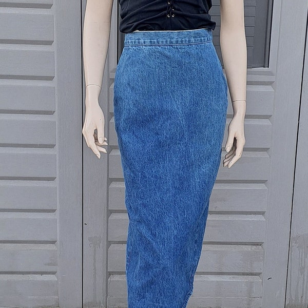 Vintage 80's BONGO blue  Denim Skirt Waist 25 inch