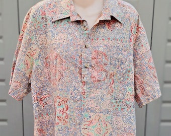 Vtg Hawaiian short sleeve cotton shirt Cooke st Honolulu Sz XL