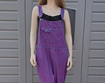 Vintage 80s Sostanza  purple denim  Overalls  hand dyed Sz Large