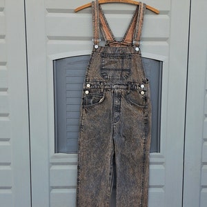 KIDS Vintage 80&#39;s Texas Tuff brown  acid washed  boys girls student denim  Overalls