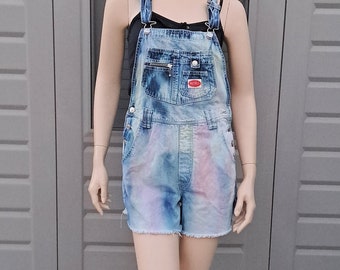 Vintage  Revolt tie dyed denim cut off shortalls Overalls Sz Medium