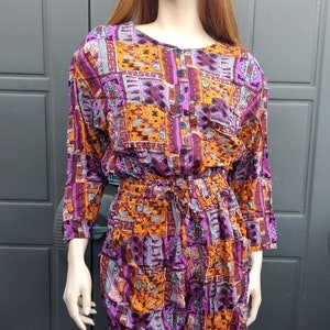 Vintage 80&#39;s artsy tribal shorts romper Jumpsuit Vintage 80&#39;s Sz  Medium
