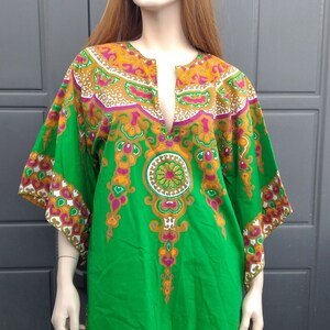 Vintage  Green  Dashiki caftan shirt top  sz small