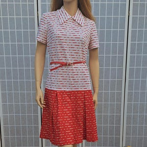 Vintage 60&#39;s Chevron MOD mini dress Sz Large