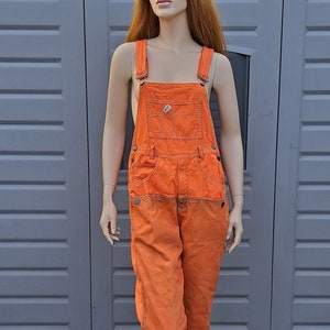 Vintage 80s GUESS denim Tangerine orange Overalls  Sz Small