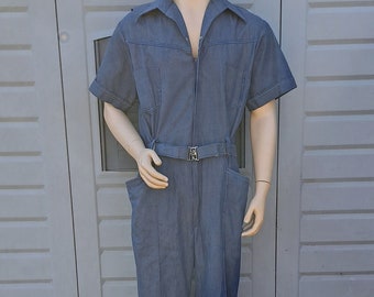 Vintage 60s  Walls Mens Leisure Jumpsuit coveralls dark Blue up to 36  inch waist