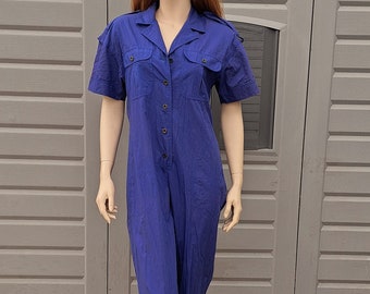 Vintage 80s Liz Claiborne Cotton  Jumpsuit  Sz Medium