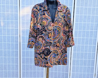 Blusa con estampado paisley de Lady Winn California by Teddi, años 70, talla XL