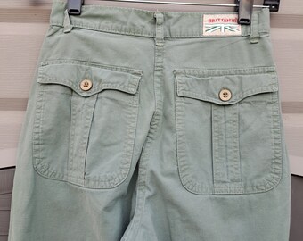 Vtg 70's Britannia Cotton Khaki green/sage cotton pants   Waist 24 inches