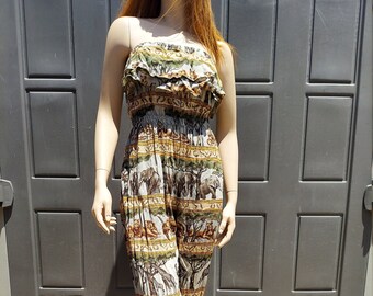 Vintage 80's adorable jungle print  Jumpsuit Vintage 80's Sz Small