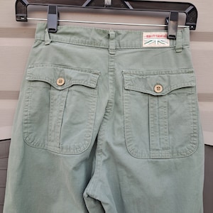 Vtg 70&#39;s Britannia Cotton Khaki green/sage cotton pants   Waist 24 inches