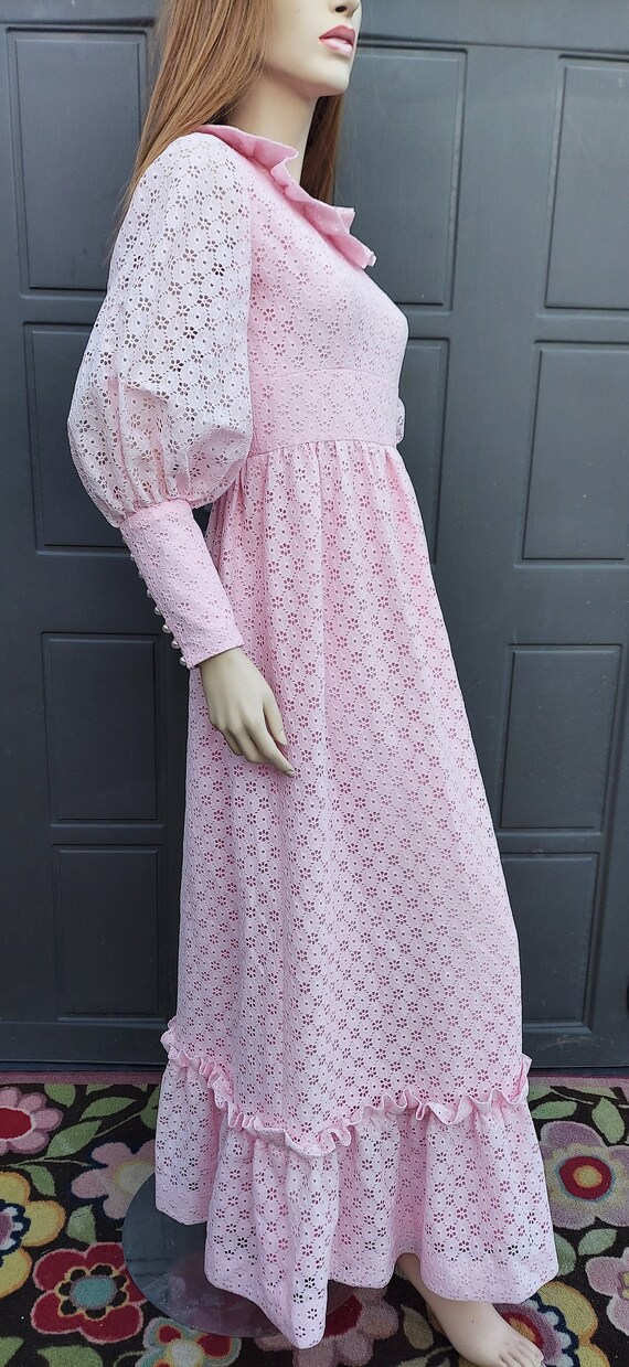 Vintage Pink Maxi dress ballon sleeves poet sleev… - image 4