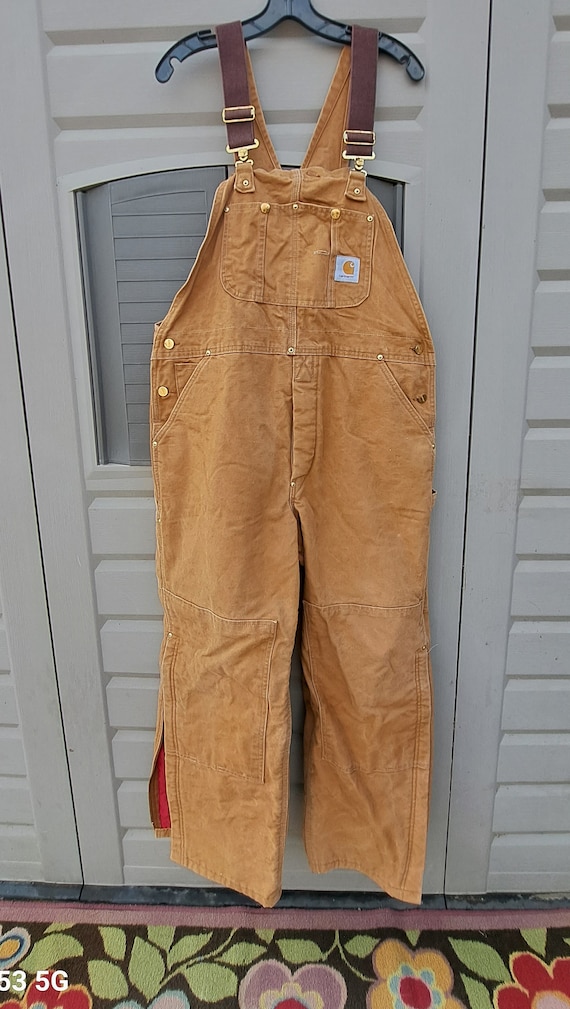Vintage 80's Lined Carhartt Double Knee Insulated Overalls