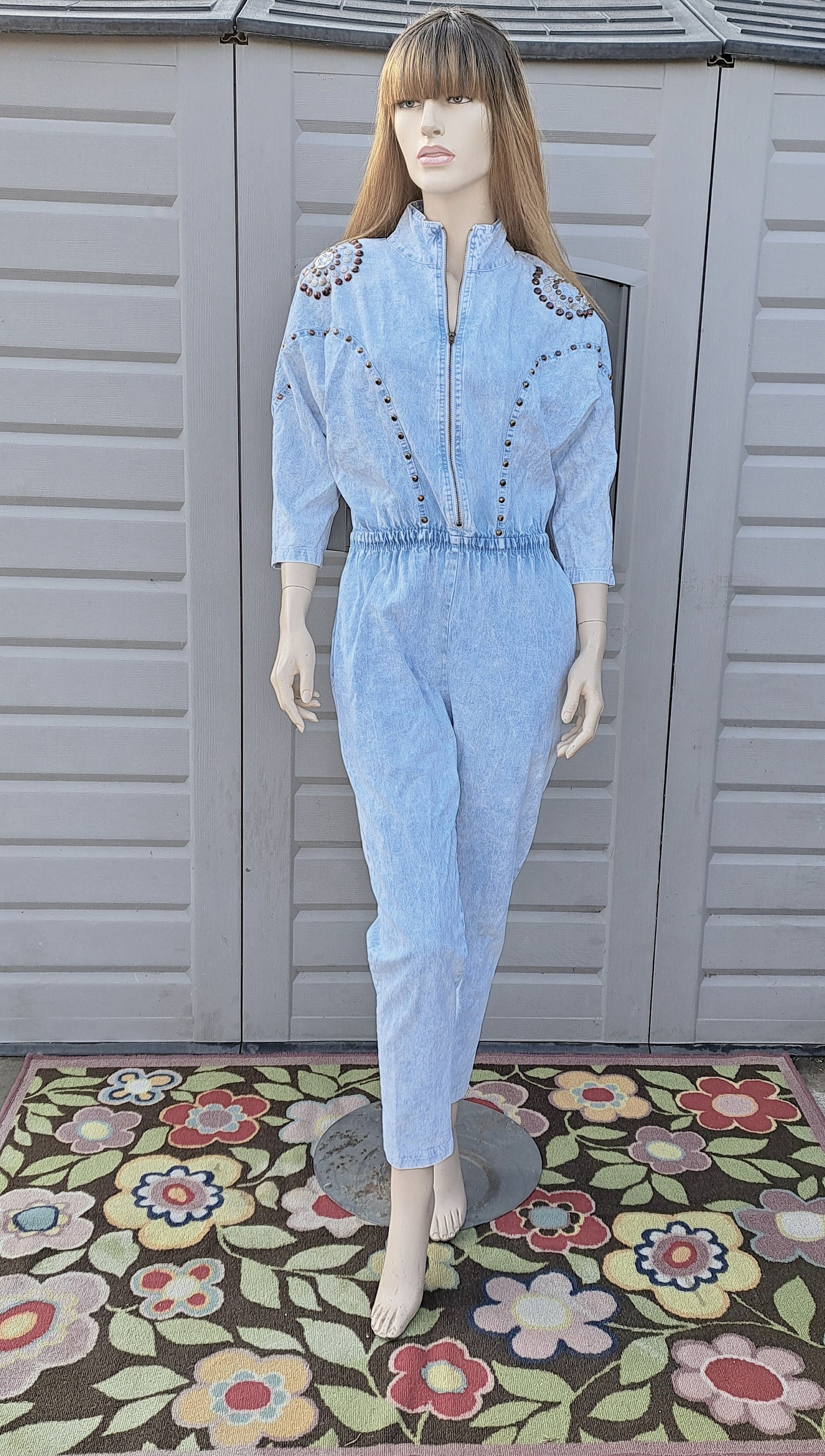 Studded Acid Washed Cotton Jumpsuit Jumper Vintage 80's - Etsy