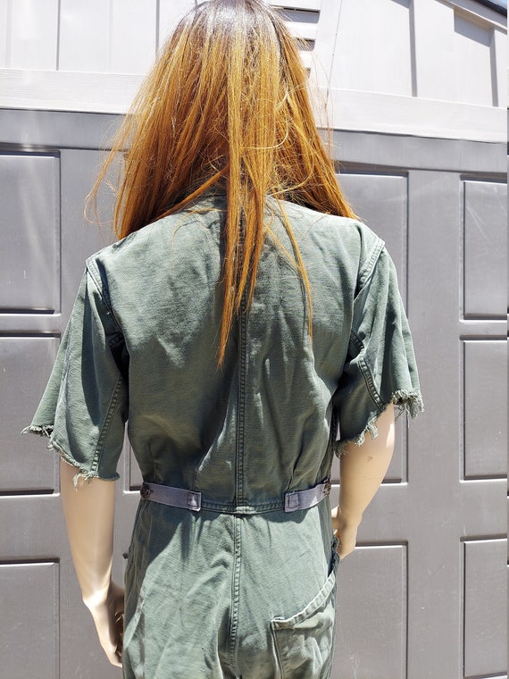 USA Green Coveralls Jumpsuit  Vintage 70's  fligh… - image 6