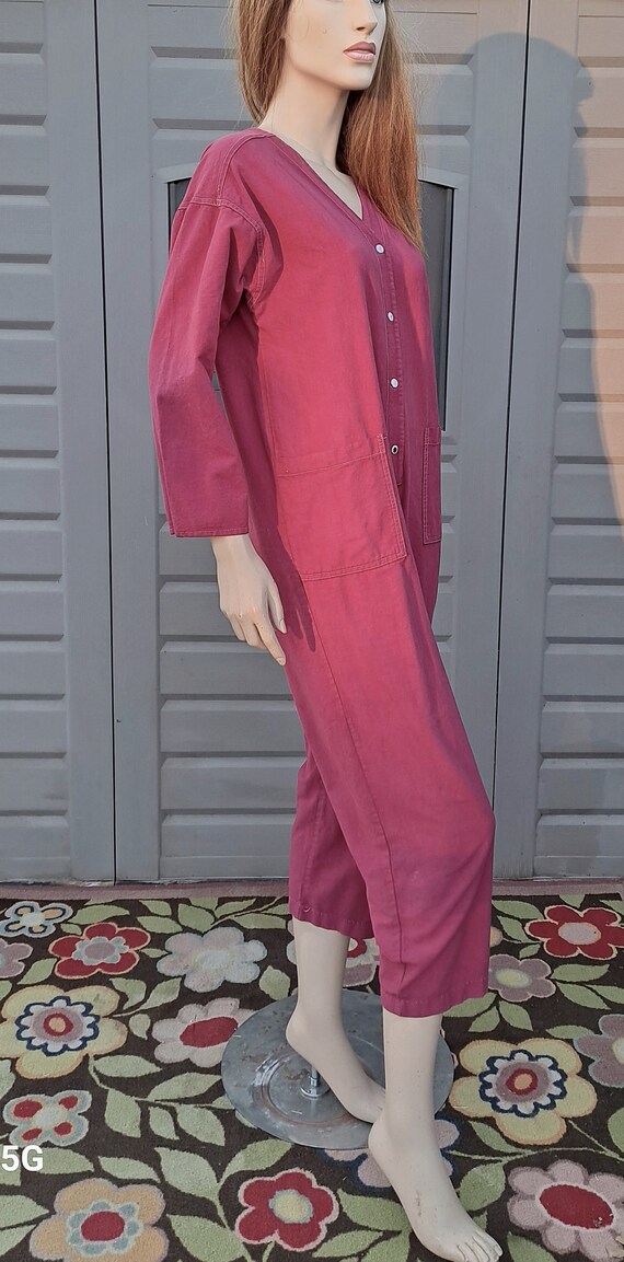 Vintage 80s Wine Color  Cotton  Jumpsuit Vintage … - image 8