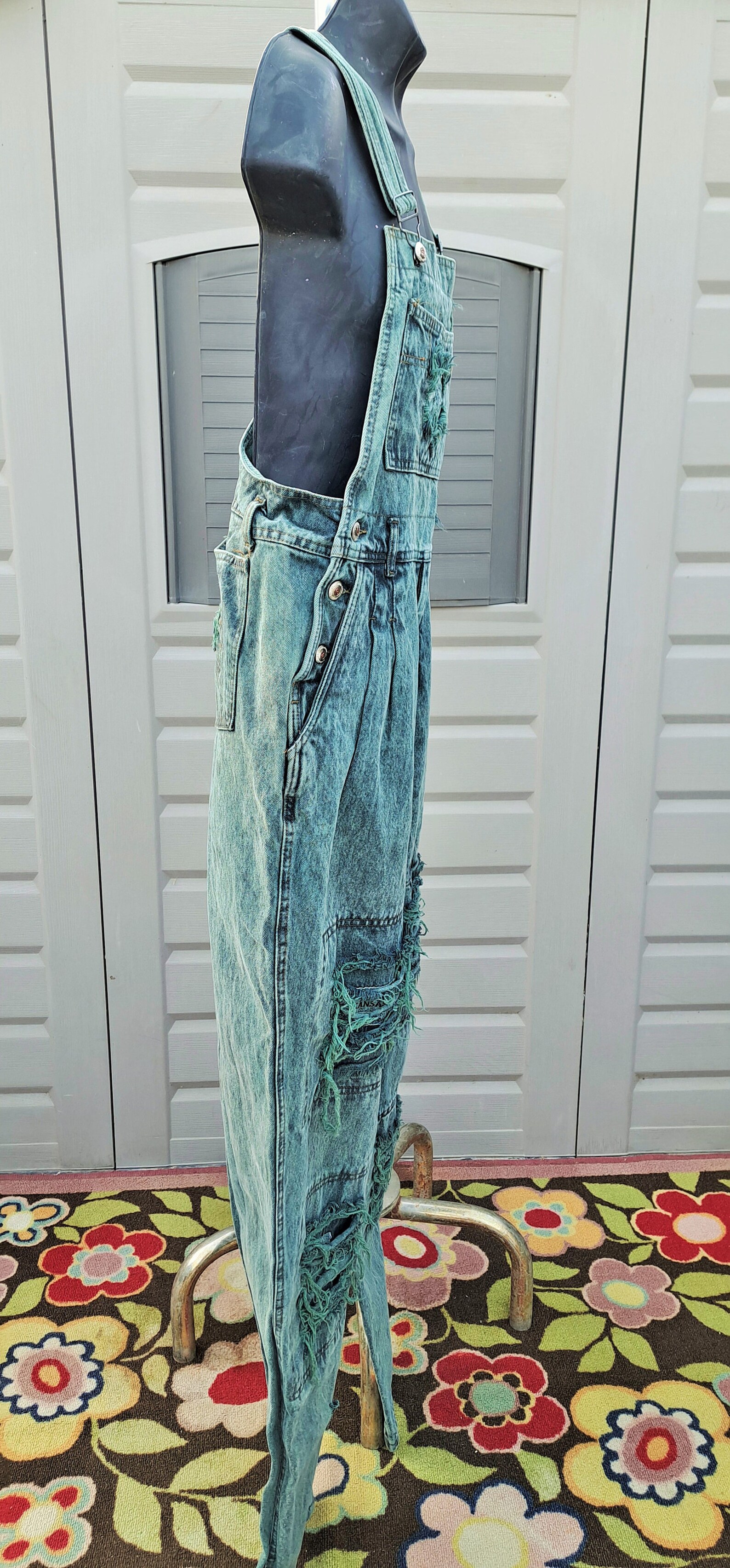 Denim Short Overalls Green