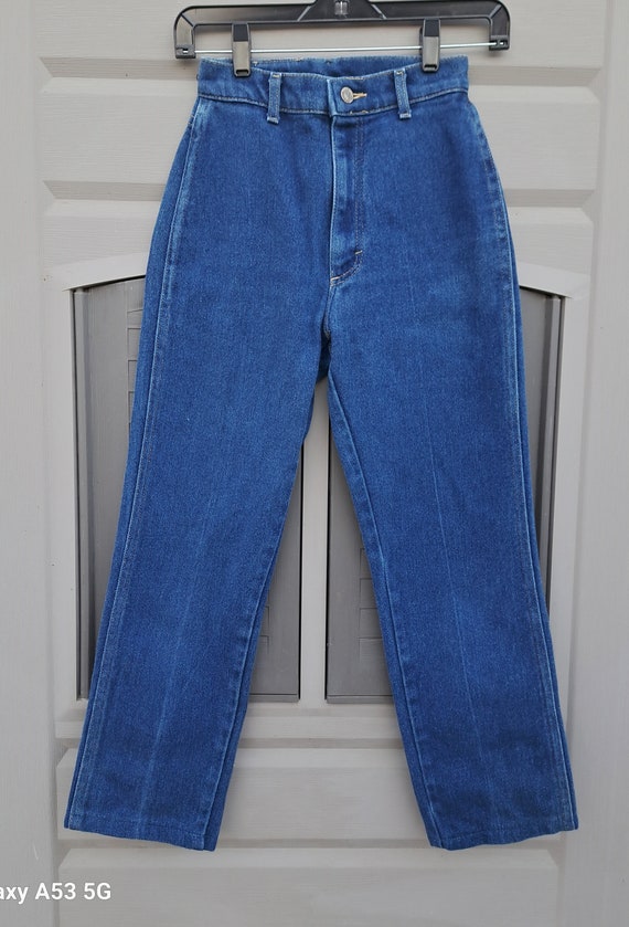 Vintage 70's Lee blue stretch denim jeans high wa… - image 2