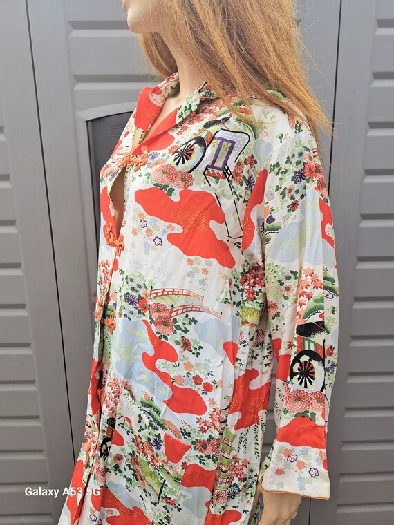 Vtg 60's 70's adorable  oriental kimono robe coat… - image 4