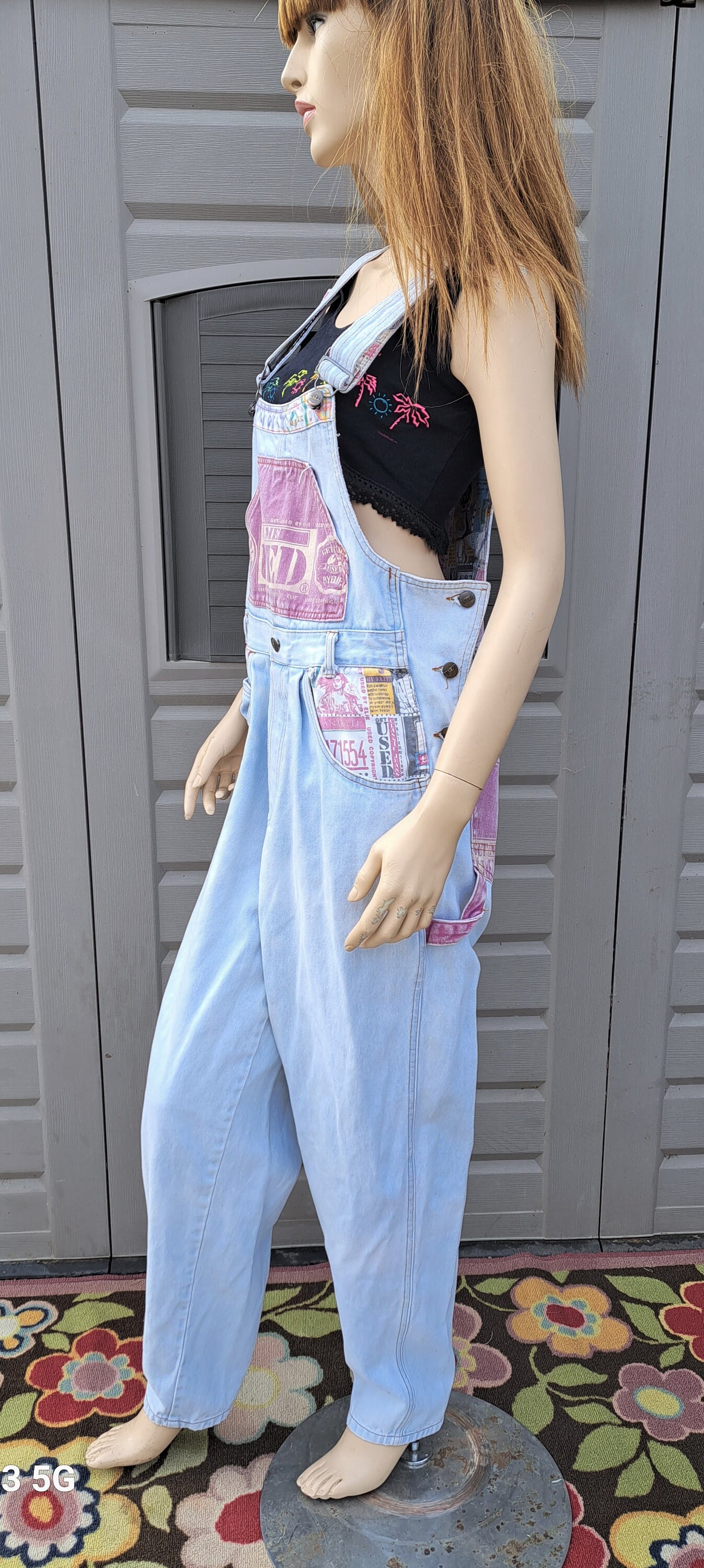 オーバーオール euro vintage 80s 90s Vintage 90's Light Wash Denim Overalls up to 36-38 Inch